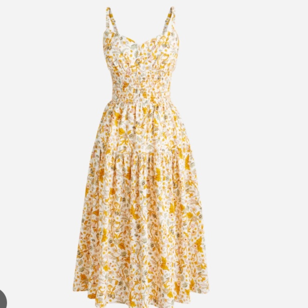 Jcrew Smocked-waist dress in floral sunny blooms